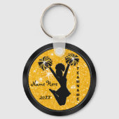 Personalized Black and Gold Cheer Keychains Cheap Schlüsselanhänger (Rückseite)