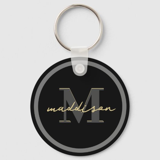 Personalized Black And Gold Foil Signature Name  Schlüsselanhänger (Vorderseite)