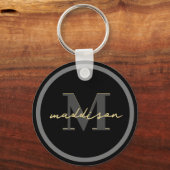 Personalized Black And Gold Foil Signature Name  Schlüsselanhänger (Vorderseite)