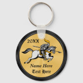 Personalized Black and Gold Knight Gifts Keychains Schlüsselanhänger (Vorderseite)