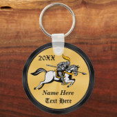 Personalized Black and Gold Knight Gifts Keychains Schlüsselanhänger (Rückseite)