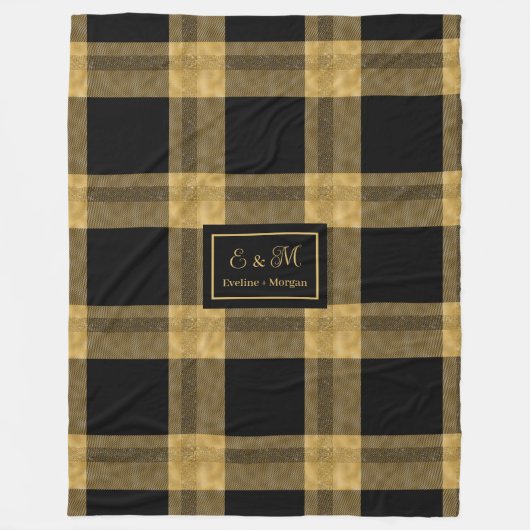 Personalized Black and Gold Winter Throw Blanket Fleecedecke (Vorderseite)