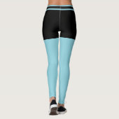 Personalized Black And Robin Egg Blue Stripes Gift Leggings (Rückseite)
