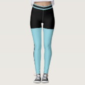 Personalized Black And Robin Egg Blue Stripes Gift Leggings (Vorderseite)