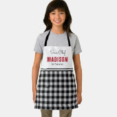 Personalized Black and White Buffalo Plaid Kids Schürze (Insitu)