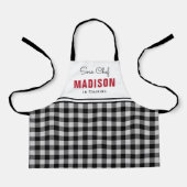 Personalized Black and White Buffalo Plaid Kids Schürze (Vorderseite)