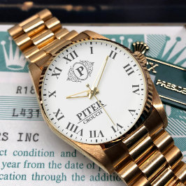 Personalized black and White  initial monogrammed  Armbanduhr