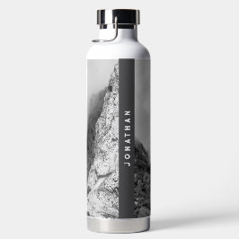 Personalized black and white Mountain adventure Trinkflasche