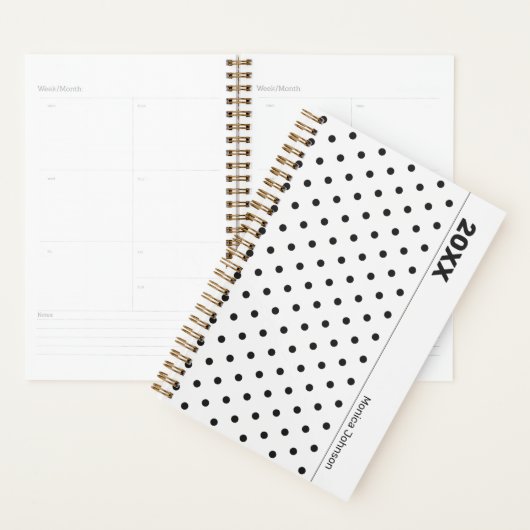 Personalized Black and White Polka Dot Planner Planer (Anzeige)