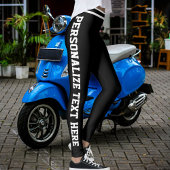Personalized Black And White Stripes Custom Text Leggings