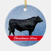 Personalized Black Angus and Snow Keramik Ornament (Vorne)