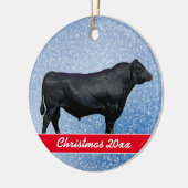Personalized Black Angus and Snow Keramik Ornament (Links)
