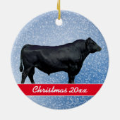 Personalized Black Angus and Snow Keramik Ornament (Hinten)