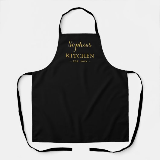 Personalized Black Apron Custom Text Cooking Gear Schürze (Vorderseite)