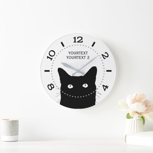 Personalized Black Cat Dial Große Wanduhr (Zuhause)