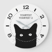 Personalized Black Cat Dial Große Wanduhr (Vorderseite)