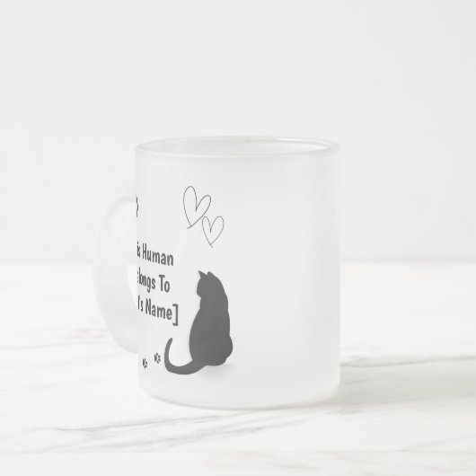 Personalized Black Cat Frosted Glass Mug Mattglastasse (Vorderseite Links)