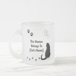 Personalized Black Cat Frosted Glass Mug Mattglastasse