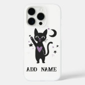 Personalized Black Cat Phone Case w/ Stars & Moon (Rückseite)