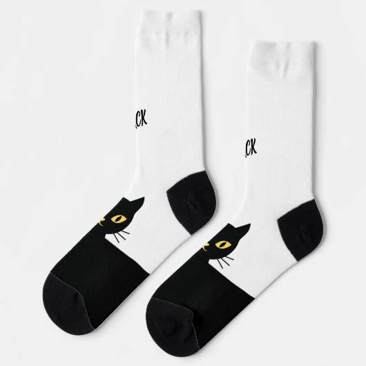 Personalized Black Cat Socks - Cat Lovers gift Socken (Linkes Detail)