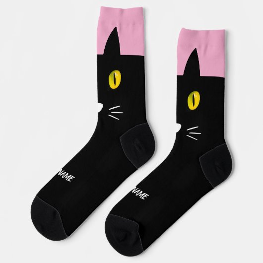 Personalized Black Cat Socks - Cats Custom Gift  Socken (Linkes Detail)