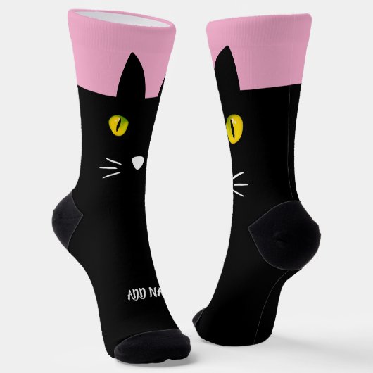 Personalized Black Cat Socks - Cats Custom Gift Socken (Gewinkelt)