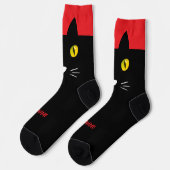 Personalized Black Cat Socks - Cats Custom Gift Socken (Linkes Detail)