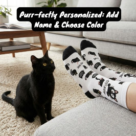 Personalized Black Cat Socks - Custom Cat Lover Gi Socken