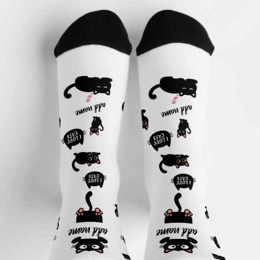 Personalized Black Cat Socks - Custom Cat Lover Gi Socken (Oben)