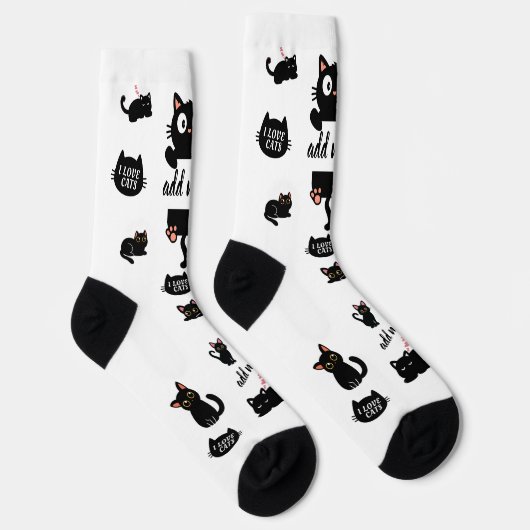 Personalized Black Cat Socks - Custom Cat Lover Gi Socken (Rechts)