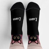 Personalized Black Cat Socks Custom Name Color Socken (Oben)