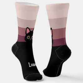 Personalized Black Cat Socks Custom Name Color Socken