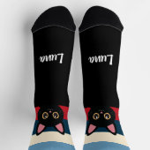 Personalized Black Cat Socks Custom Name Color Socken (Oben)
