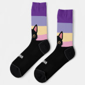 Personalized Black Cat Socks Custom Name Color Socken (Linkes Detail)