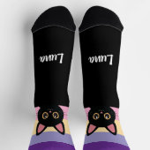 Personalized Black Cat Socks Custom Name Color Socken (Oben)
