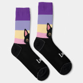 Personalized Black Cat Socks Custom Name Color Socken (Rechts)