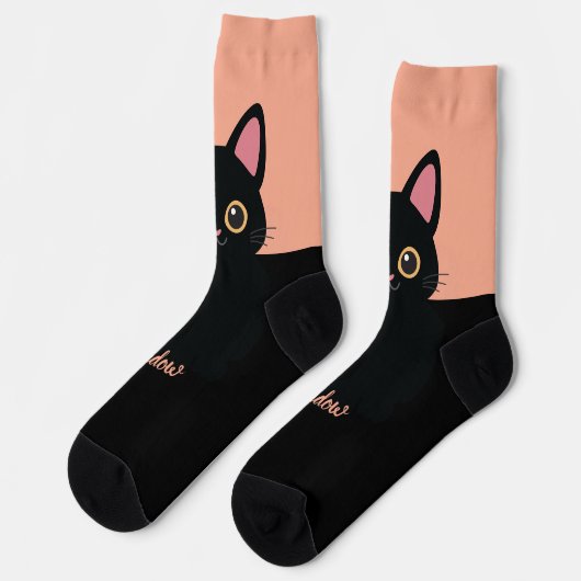 Personalized Black Cat Socks - Gift For Cat lovers Socken (Linkes Detail)