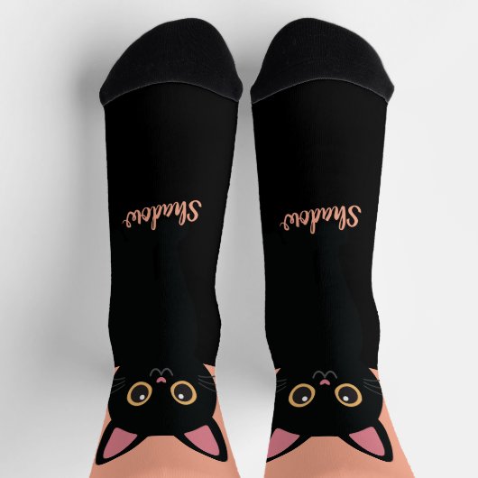 Personalized Black Cat Socks - Gift For Cat lovers Socken (Oben)