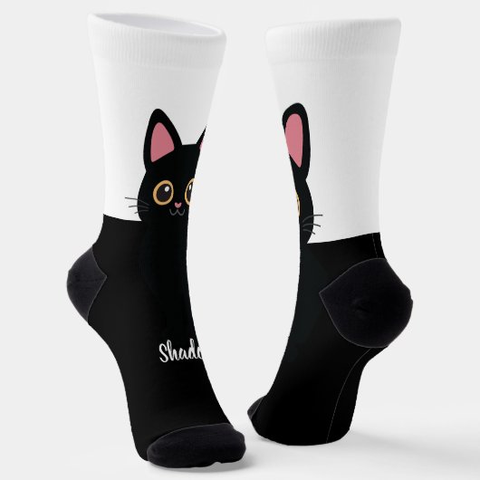 Personalized Black Cat Socks - Gift For Cat lovers Socken (Gewinkelt)