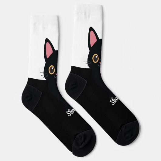 Personalized Black Cat Socks - Gift For Cat lovers Socken (Rechts)