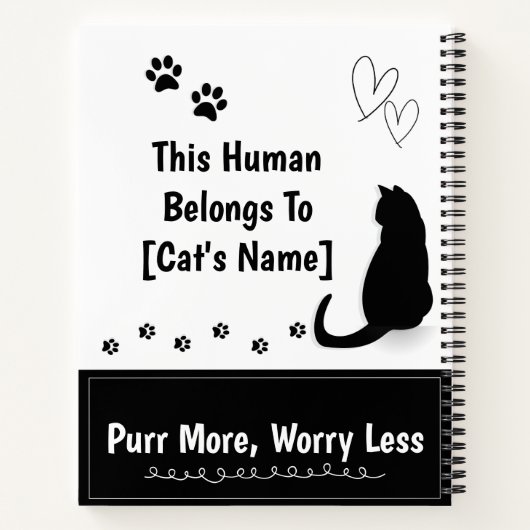 Personalized Black Cat Spiral Notebook Notizblock (Rückseite)