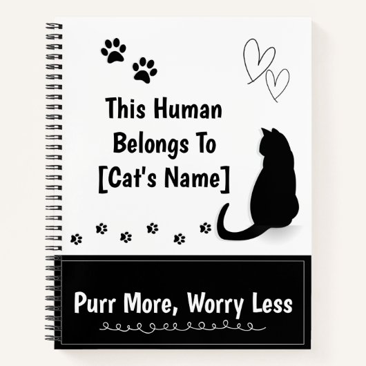 Personalized Black Cat Spiral Notebook Notizblock (Vorderseite)