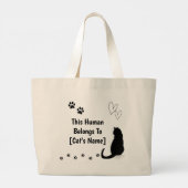 Personalized Black Cat Tote Bag Jumbo Stoffbeutel (Rückseite)