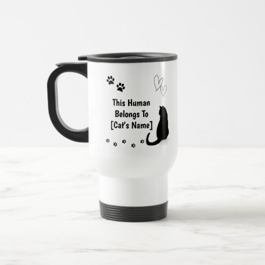 Personalized Black Cat Travel Mug Reisebecher (Links)
