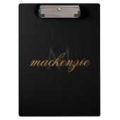 Personalized Black Clipboard with Name and Initial Klemmbrett (Vorderseite)