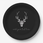 Personalized Black Deer Christmas Paper Plates Pappteller (Vorderseite)