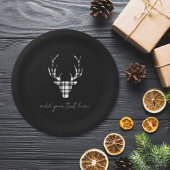Personalized Black Deer Christmas Paper Plates Pappteller