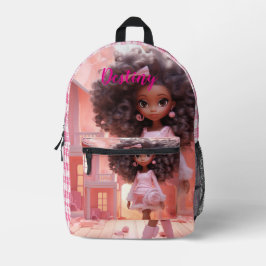 Personalized Black doll plaid Bedruckter Rucksack