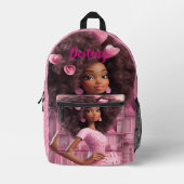 Personalized Black doll plaid Bedruckter Rucksack (Vorderseite)