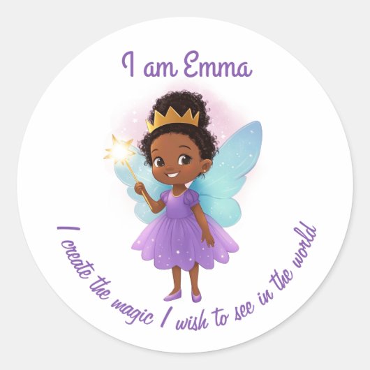Personalized Black Fairy Girl Stickers (Vorderseite)